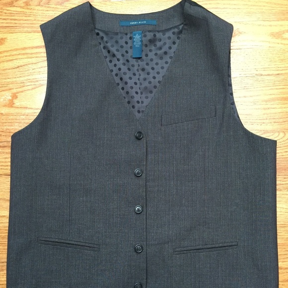 Perry Ellis Houndstooth Grey Suit Vest Large L - Picture 1 of 7
